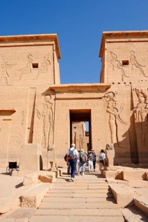 Entrance portal of Isis Temple, Philae Temple, UNESCO World Heritage Site, Agilkia Island, Aswan,
