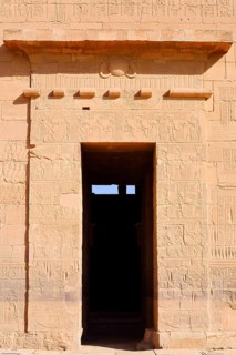Entrance and relief, Philae Temple, UNESCO World Heritage Site, Agilkia Island, Aswan, Nubia, Egypt