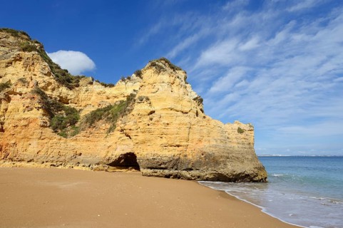 Rocky coast and beach, Praia do Pinhao, Lagos, Algarve, Portugal