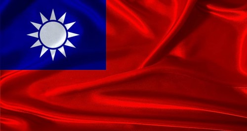 National flag of Taiwan with cloth texture. Taiwan flag with realistic texture background