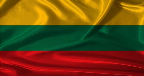 National flag of Lithuania with cloth texture. Lithuania flag with realistic texture background