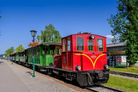 Historische Chimseebahn, Stock, Bootsanlegestelle, Prien, Chiemgau, Upper Bavaria, Bavaria, Germany