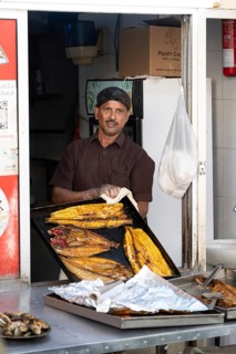Ready fried fish is available for sale, Salalah, Oman