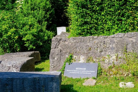 Remains of walls, former Roman fort, Bedaium, Seebruck am Chiemsee, Chiemgau, Upper Bavaria,