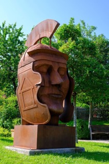 Legionnaire's Head, Roman Camp, Bedaium, Recontruated Roman Garden, Seebruck am Chiemsee, Chiemgau,