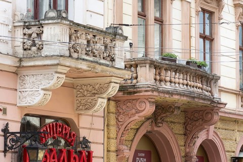 19th century decorative balconies, Czernowicz, Ukraine