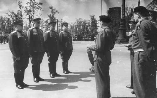 Montgomery, Commander-in-Chief of the British Armed Forces and Marshal Zhukov meet with a