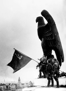 J. Chaldej arrived in Berlin with three Soviet flags. The first flag was raised at Tempelhof