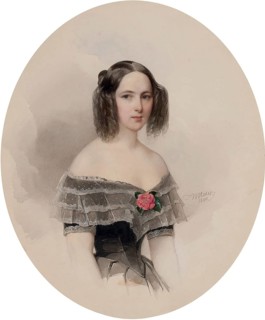 Alexander Pushkin (1799-1837), portrait of his woman Natalya Pushkina, Russian writer, historical