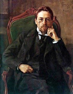 Anton Chekhov (1860-1904) in Nice, Portrait on Ossip Bras 1898, Russian writer, historical Russia.