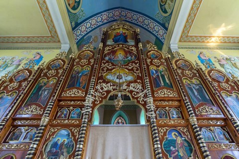 Healing painting on the altar wall in the former German Protestant Church today Greek Catholic,