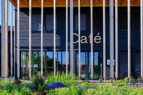 Cafe, Gewerbepark, Seeon, Chiemgau, Upper Bavaria, Bavaria, Germany