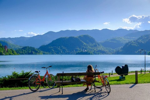 Waterfront, spa town, Bled, Lake Bled, Slovenia