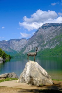 Chamois, Zlatorog, sculpture, Bohinjsko jezero, Lake Wochein, Bohinj, Upper Carniola, Slovenia