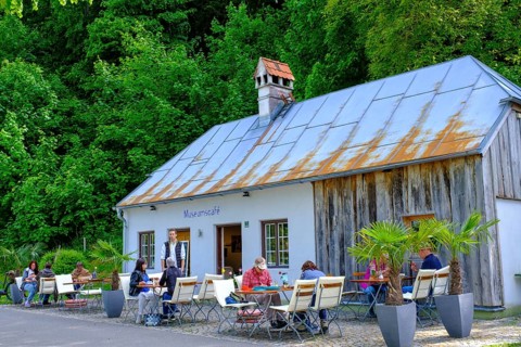 Museumscafé, Museum Salz und Moor, Klaushäusl, bei Rottau, Chiemgau, Upper Bavaria, Bavaria,