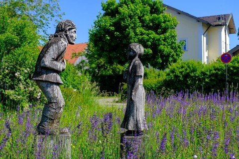 Sculpture, Hottowa, legend, legend, Amerang, Chiemgau, Upper Bavaria, Bavaria, Germany