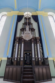 A parochet, curtain in front of the Torah shrine in the restored Choral Synagogue, built from