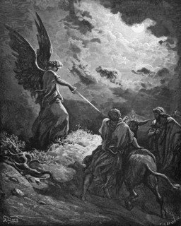 Balaam's donkey, the Lord opened Balaam's eyes and he could see the angel, fourth book of Moses,