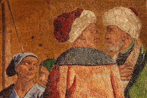 Mosaic on the façade of the western façade of the Basilica di San Marco, St. Mark's Square, Venice,