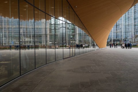 Entrance area, Central Library and Oodi Cultural Center, designed by ALA Architects, Helsinki,