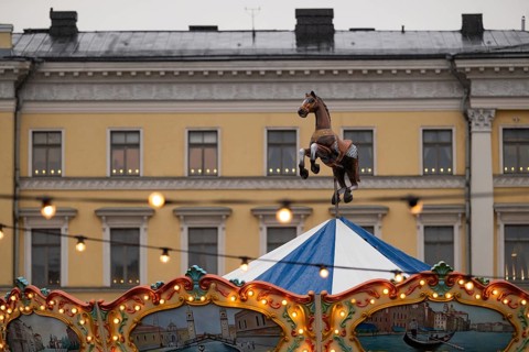 Carousel horse, Christmas market, Senate Square, Helsinki, Finland