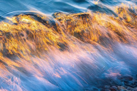 Wave play at sunrise on the chalk coast in Jasmund National Park, Rügen, Sassnitz,