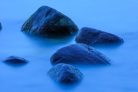 Blue hour on the chalk coast on Rügen, Jasmund, Lohme, Mecklenburg-Western Pomerania, Germany