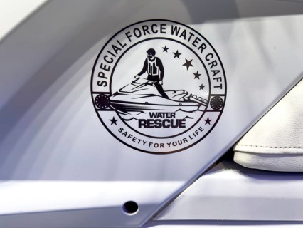 Press photo of logo with lettering Special Force Watercraft Water Rescue on Jetski WR190 TAC by