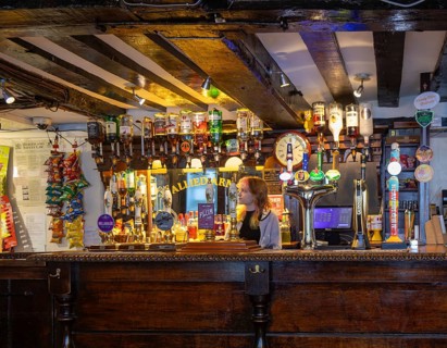 Inside the Allied Arms historic public house, Reading, Berkshire, England, UK