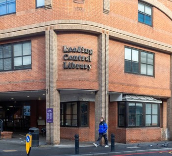 Reading Central Library building in town centre of Reading, Berkshire, England, UK