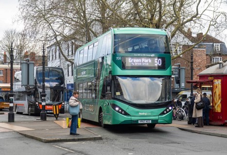 Scania Alexander Dennis Enviro400CBG double-decker bus, Reading Buses service 50 to Green Park,