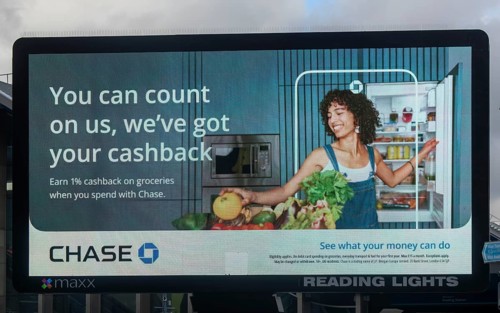 Maxx electronic billboard OOH advertising, Reading Lights, Reading, Berkshire, England, UK - Chase