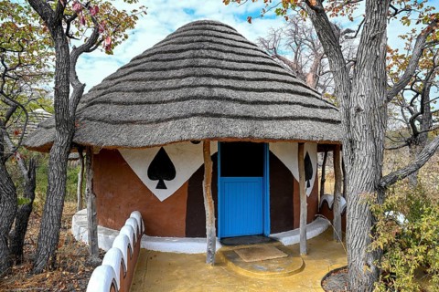 Round cabin, guest accommodation, Planet Baobab, lodge near the village of Gweta, Makgadikgadi Pans
