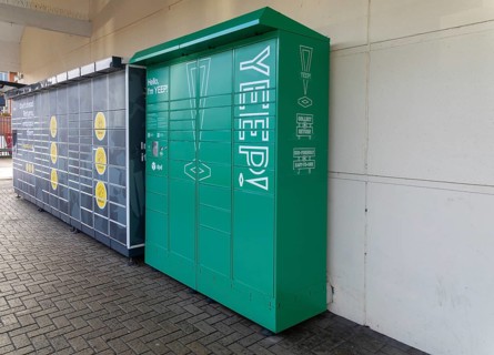 YEEP parcel delivery and return lockers operated by DPD, Chippenham, Wiltshire, England, UK