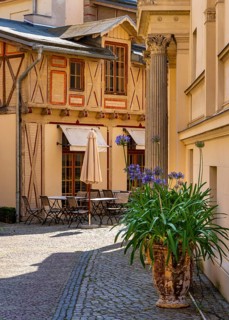 Access to a historic backyard in Friedrich-Ebert-Straße, Potsdam. Brandenburg, Germany
