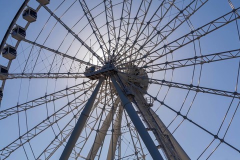 The Montreal Observation Ferris Wheel or La Grande Roue de Montreal amusement ride, Old Port of