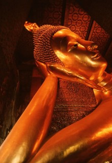 Reclining Buddha, Wat Pho The reclining Buddha symbolizes the last earthly hours in front of