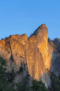 Leaning Tower with Alpenglow in Yosemite Valley, Yosemite National Park in the Sierra Nevada