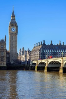 Westminster Bridge over River Thames and Elizabeth Tower, Big Ben, Great Bell of the Great Clock of