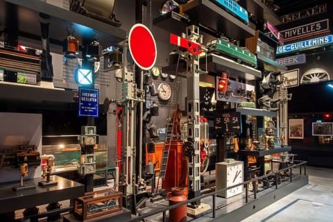 Interior of Train World, railway museum in Schaerbeek, Schaarbeek, Brussels, Belgium