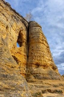 Klusfelsen, sandstone rock formation in Goslar near Halberstadt on the edge of the Harz Mountains,