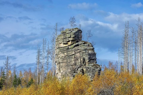 Feuersteinklippe, Feuersteine rock formation, granite butte in the Harz National Park near