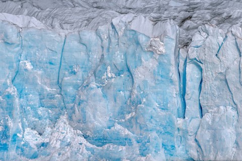 Ice wall of the Monacobreen, glacier in Haakon VII Land which debouches into Liefdefjorden,