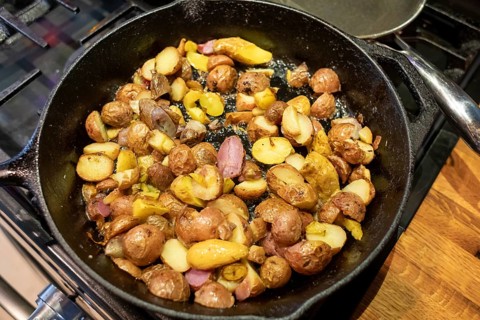 Denver, Colorado - Potatoes cooking on the stove for breakfast