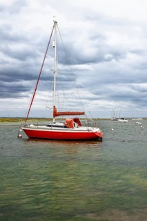 Boats and Marshes over Hurst Spit, Milford on Sea, Lymington, Hampshire, UK