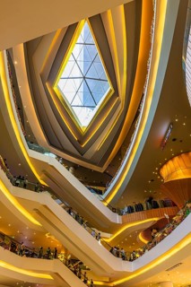 Skylight and various floors connected by escalators in Iconsiam Shopping Center, Bangkok,