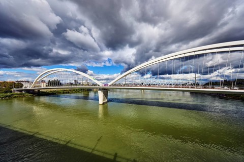 Beatus-Rhenanus bridge, pedestrian and tram bridge, architect Marc Barani, Rhine river, border