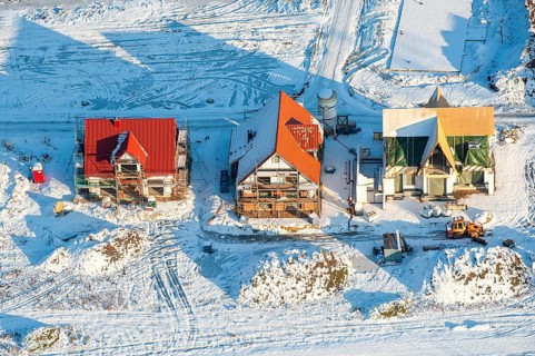 Bad weather on construction, construction site, ice, snow, cold, construction freeze, climate,