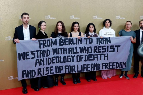 Filmmakers with Iranian backgrounds arriving at the European Film Awards at the House of World