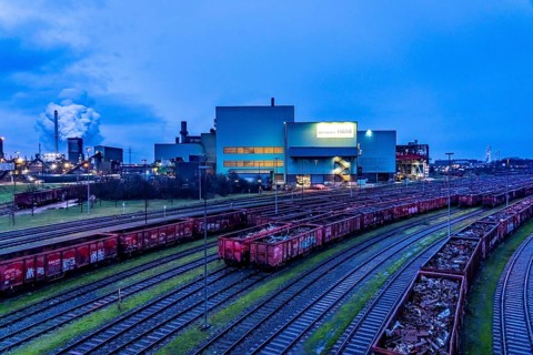 Hüttenwerke Krupp-Mannesmann, HKM in Duisburg, houses of the blast steel plant, coking plant,